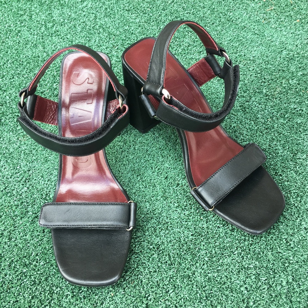 New Staud Betty Block Heel Sandal Leather Black 37 - Picture 13 of 16
